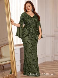 <span class=keywords><strong>Robe</strong></span> de Soirée Trapèze à Manches Longues et Col en V pour Femme, Idéale pour Banquets, Cérémonies et Fêtes, <span class=keywords><strong>Grande</strong></span> <span class=keywords><strong>Taille</strong></span> - Product Image 6