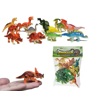 12种混合包装实心彩色迷你儿童恐龙人物玩具