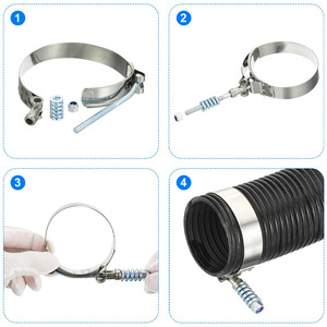 Nhiệm vụ ánh sáng mùa xuân nạp t-bolt kẹp 304 thép không gỉ có thể điều chỉnh Worm Gear Hose kẹp cho <span class=keywords><strong>4</strong></span> inch ID Silicone t-bolt kẹp - Product Image 5