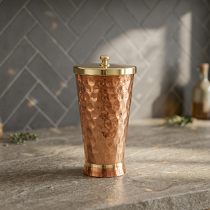 Vaso de cobre chapado en oro vintage con tapa, diseño sólido, para regalo de fiesta, para adultos - Product Image 5