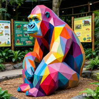 Sculpture de gorille en fibre de verre peinte | Ornement de dessin animé 3D personnalisé à grande échelle |   Art en résine pour l'intérieur et l'extérieur | Décoration de centre commercial