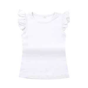 Abbigliamento Boutique per bambini in cotone 100% personalizzato 1-14 anni t-shirt in bianco con maniche a mosca magliette da <span class=keywords><strong>bambina</strong></span> camicie con volant da ragazza - Product Image 5
