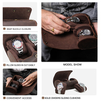 Petite boîte de rangement personnalisée pour montre de voyage en rouleau de cuir Crazy Horse CF1137