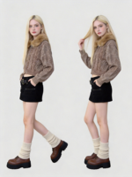 Pull en tricot à capuche pour femme, tendance, pour l'automne et l'hiver, écologique et polyvalent pour toutes les occasions.