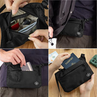 Undercover dompet paspor multifungsi, dompet paspor leher RFID dengan tali bahu banyak saku