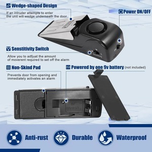 1 Unidad de Alarma Antirrobo Portátil para Puerta, 120dB, Tipo Cuña, con Sensibilidad Ajustable para Hogar, Dormitorio y Viajes - Product Image 6