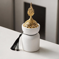 Brûleur d'encens en céramique blanche avec pompon, brûleur d'encens traditionnel, style chinois et arabe, objet décoratif pour la maison, culture artistique