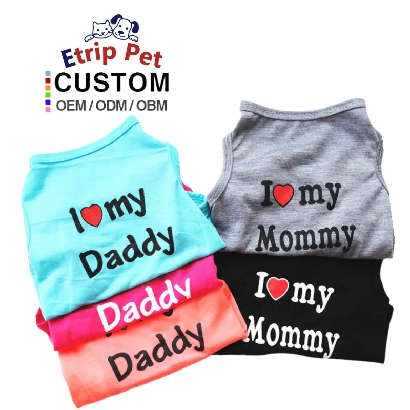 Wholesale premium fashion small pet dog puppy summer clothes bundle blank t shirt 100% cotton for dogs