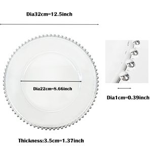 Wholesale Professional Modern High Quality Acrylic Gold Sier Beaded Clear <b>Charger</b> Plates 13" Bulk Wedding Set - Product Image 4