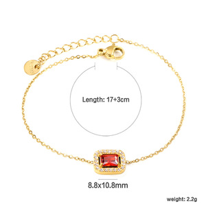 Bracelet en acier inoxydable avec zircon, design géométrique ovale en forme de cœur, pour femmes, bijoux de fête - Product Image 5