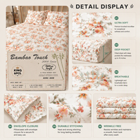 Parure de draps Queen 6 pièces en microfibre brossée double face, certifiée Oeko-TEX, ultra douce et infroissable, motif floral 2200 fils