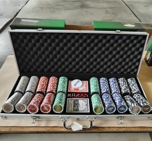 500pcs Sticker <strong>Poker</strong> <strong>Chip</strong> <strong>Set</strong> in Silver Aluminium case - Product Image 5