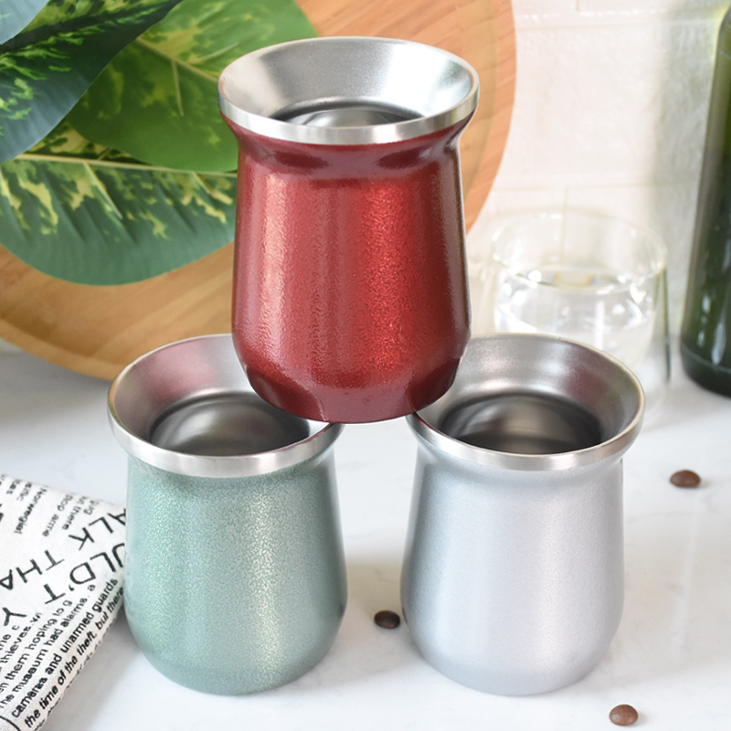 Набор из 4 предметов, традиционная Аргентинская чайная чашка Yerba Mate с двойными стенками из нержавеющей стали с напечатанным логотипом, кофейная кружка