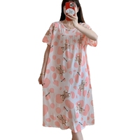 Robe de nuit douce pour femme, imprimé floral d'été, vêtements de détente amples, pyjama décontracté pour femme, robe de nuit fine à manches courtes