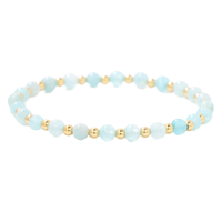 Bracelet extensible hypoallergénique en perles de pierre naturelle à facettes de 6 mm, résistant à la décoloration, avec perles dorées, idéal pour les tenues quotidiennes et de vacances