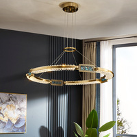Lustre en cristal de style italien avec éclairage LED et fonction trois couleurs - Design artistique en pierres précieuses pour les halls d'hôtels et les grandes salles