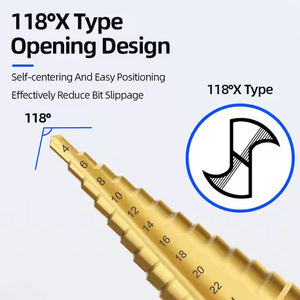 Juego de 3 Brocas Escalonadas HSS con Recubrimiento de Cobalto y Titanio de Alta Calidad, Múltiples Diámetros, Abridor de Orificios, Estuche de Aluminio, Acero, Hierro - Product Image 5