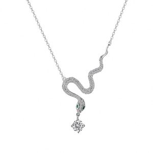 Dylam Stylish 925 Sterling Silver Rhodium Plated Link Chain 5A Cubic Zirconia VVS1 <b>D</b> Color Moissanite Snake Pendant <b>Necklaces</b> - Product Image 1