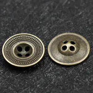 Hot Selling Pockmarked Flat 4-hole Antique Copper Zinc Alloy Buttons For Denim And Leather Clothing