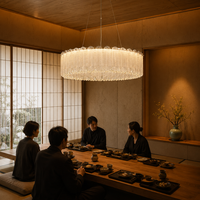 Lustre minimaliste français en acrylique pour salon, LED or et blanc, CRI 95, dimmable