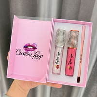 Kit de gloss à lèvres 3-en-1 personnalisable – Maquillage waterproof avec crayon à lèvres rotatif, rouge à lèvres liquide mat et gloss à lèvres – Coffret