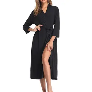 Fabrika nokta toptan unisex robe viskon kadın yetişkin pijama loungewear gri siyah ucuz fiyat elbise S/M/XL/XXL