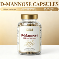 Capsules végétales de D-Mannose 1500mg, 200 unités, marque privée OEM, vente en gros, approvisionnement en vrac, marque personnalisée