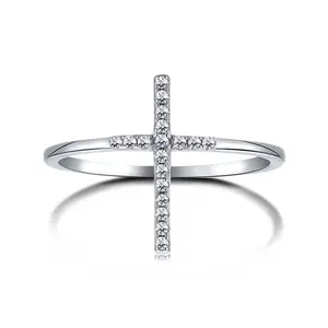 Best Selling Luxury Factory Fancy Bohemia Cross X Shape 925 Sterling Silver Ring Set 5A Cz Cubic Zirconia Rings Jewelry Women