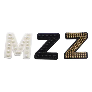 Hand Embroidery Alphabet Pearl Rhinestone Words Ironing on Patches Applique 3D Handmade Patches Chenille Iron On