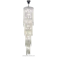 Lustre cylindrique de luxe en cristal, suspension en acier inoxydable pour villa, escalier, hall d'hôtel