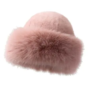 Wholesale Topseller Moda Estilo Ao Ar Livre Inverno Branco Fox Fur Beanie Hat Mulheres Grosso Fofo Faux Fur Quente Chapéus