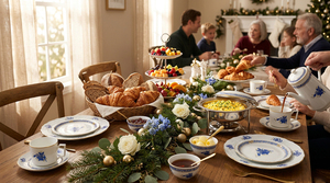 <span class=keywords><strong>Service</strong></span> de table de luxe en <span class=keywords><strong>porcelaine</strong></span> fine avec motif floral bleu et or véritable, assiette de présentation vintage en céramique, tasse à café et bol en <span class=keywords><strong>porcelaine</strong></span> pour hôtels et événements - Product Image 6