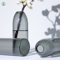 Décoration de maison minimaliste décoration florale pièce maîtresse de mariage Vase en verre noir transparent pour décoration de table