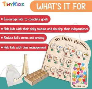 <span class=keywords><strong>Tableau</strong></span> des Tâches Quotidiennes en Bois Gravé pour Tout-Petits – Système de Récompense avec Règles du Matin et du Coucher – Décoration Murale Artisanale pour Enfants - Product Image 5