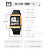 Montre sport numérique de luxe SKMEI 2347, nouvelle arrivée, heure mondiale, chrono, montre électronique avec bracelet en plastique souple, mouvement à quartz