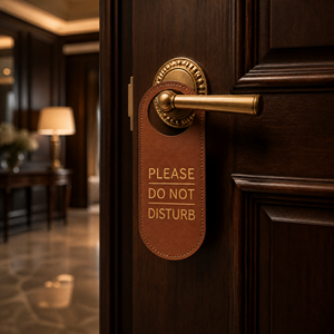 Colgador de Puerta de Cuero con Logotipo Personalizado, Suministros para Hoteles, Amenidades para Hoteles, Letrero para Puerta de Habitación, Fabricante OEM al por Mayor, Fábrica, Venta al por Mayor - Product Image 1