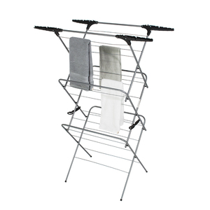 SANIPRO <span class=keywords><strong>Séchoir</strong></span> <span class=keywords><strong>à</strong></span> <span class=keywords><strong>linge</strong></span> pliant 3 niveaux, étendoir concertina, support de sol peu encombrant pour appartements - Product Image 2
