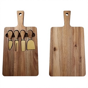 Tabla de cortar de madera de acacia sostenible hecha a mano con grano de extremo, bloque de corte cuadrado grande con asa - Product Image 5