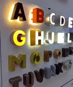 Business Acrylic Metal Illuminated Letters Customized Backlit Light Signs Company Wall Decor Store Brand Name Design