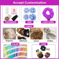 Grands élastiques à cheveux en satin de soie imprimés chouchous crochet en lin personnalisés