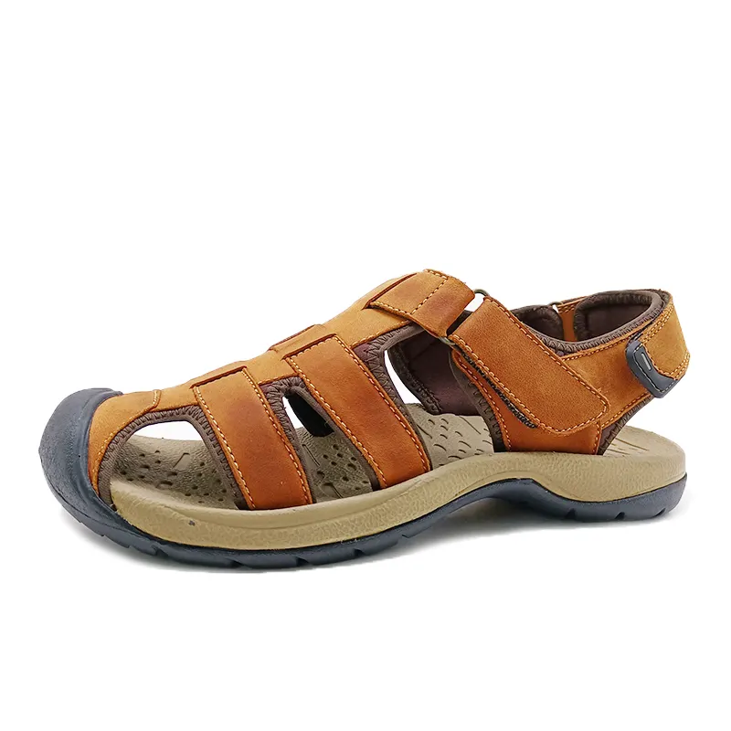 High quality fisherman cattle leather men's sandals slippers anti-slip and wear covered toe anti -smashing shoes custom