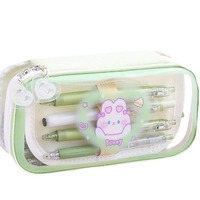 Étui à crayons multifonctionnel mignon pour étudiants, kawaii, anime, dessin animé, grande capacité, pour enfants, lapin, chien, PVC transparent