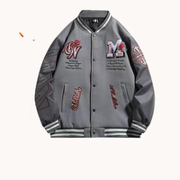 Veste bomber brodée pour homme, logo personnalisable, mode football, hip-hop, lettres, patchwork, cuir, veste de baseball