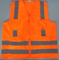 Gilet et vestes de sécurité réfléchissants pour hommes 100% polyester, multi-poches, fermeture éclair, vêtements haute visibilité