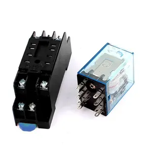 MY2NJ Small electromagnetic power relay 1 set AC 12V 24V 36V 48V 110V 220V 380V coil 2NO 2NC DIN Guide 8 pins + Base (DC 220V)