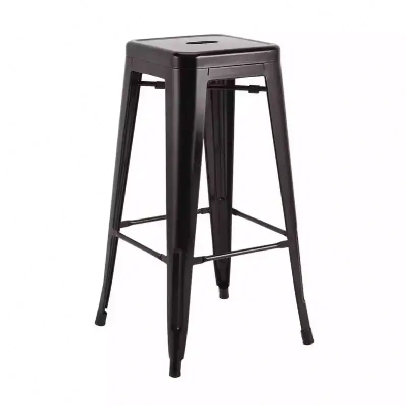 Modern Restaurant Kitchen Dining Metal Chair Dining Table Side Metal Industrial Bar Stools