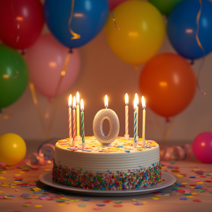 Vela de Cumpleaños con Número 0 Plateada con Purpurina, 6 cm, Party Love - Product Image 3