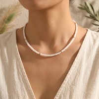 Bohème nacre naturel blanc coquille carrelage perles collier ras du cou Boho déclaration couples collier cadeau bijoux livraison directe