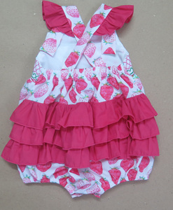 Vestido de Niña con Estampado de Fresas, Color Rosa Dulce, con Mangas con Volantes, Ropa Casual de Verano para Bebés, Vestido para Fiestas - Product Image 3