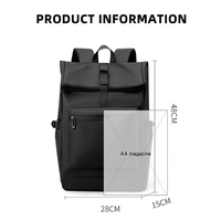 Sac à dos pour ordinateur portable, imperméable, en cuir, pliable, à enroulement, pour hommes, voyage, étudiant